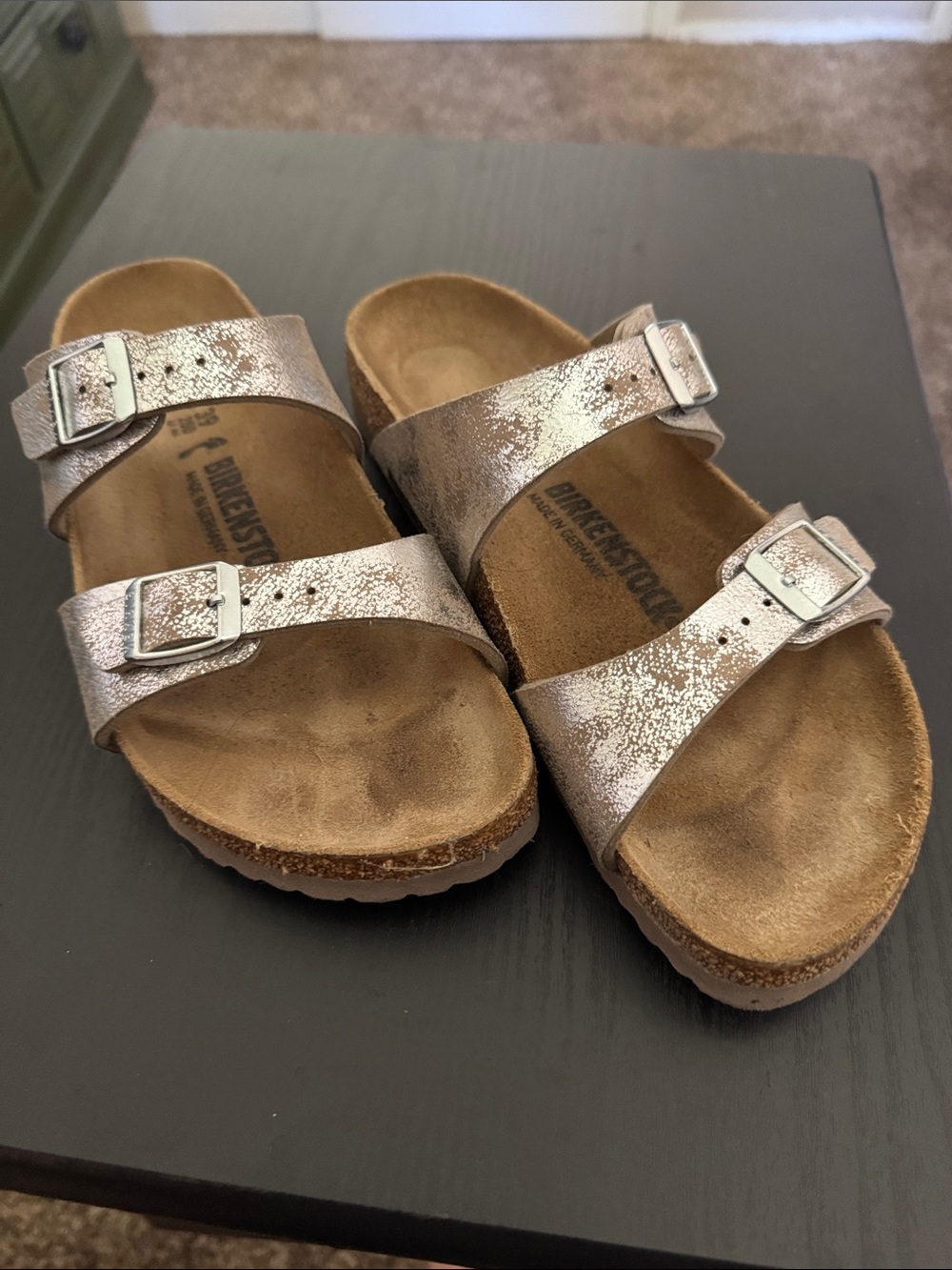 Birkenstock Sydney Metallic Silver Double-Strap Sandals